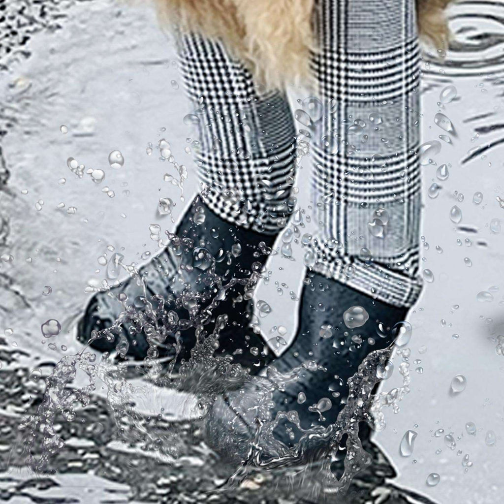 Waterproof boots & water-resistant leggings.