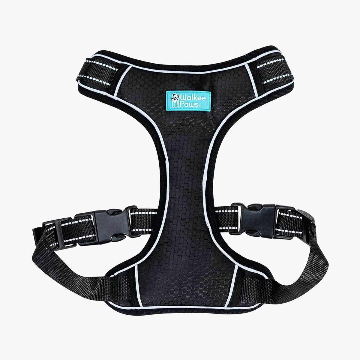 Reflective stitching for safer night walks. 