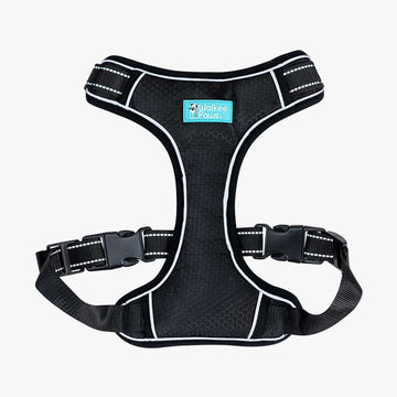 Reflective stitching for safer night walks. 