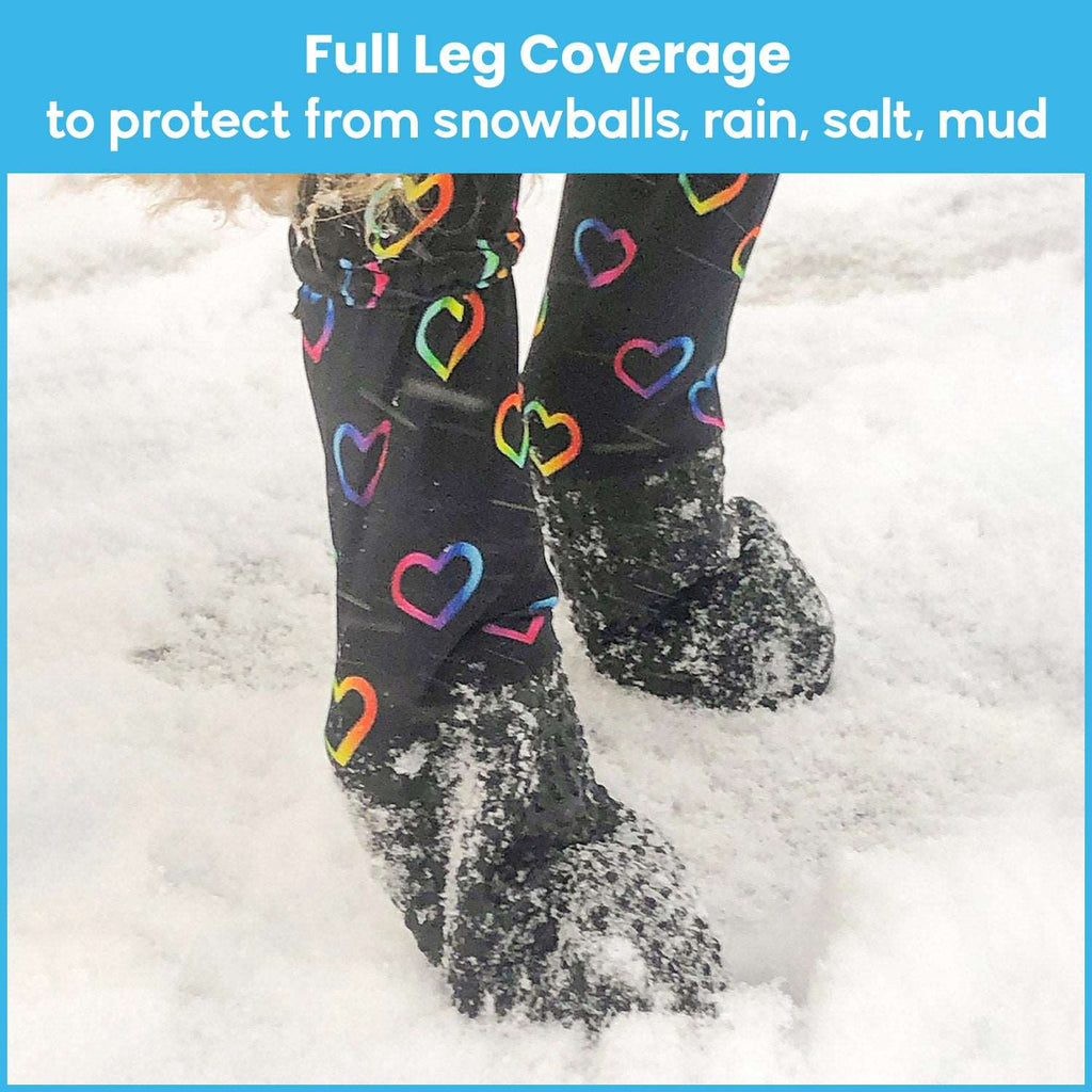 Waterproof boots and water-resistant leggings.