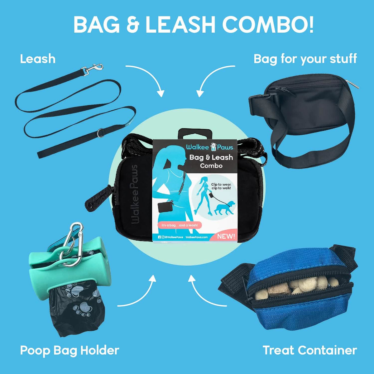 Picture of Dog Walking Bag & Leash | Walkee Paws