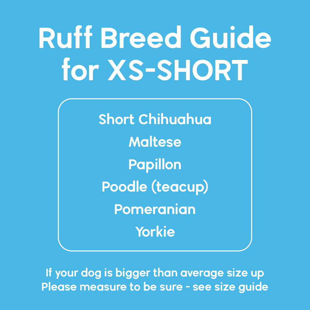 Ruff breed guide for size XS-Short for Deluxe Easy-on boot leggings