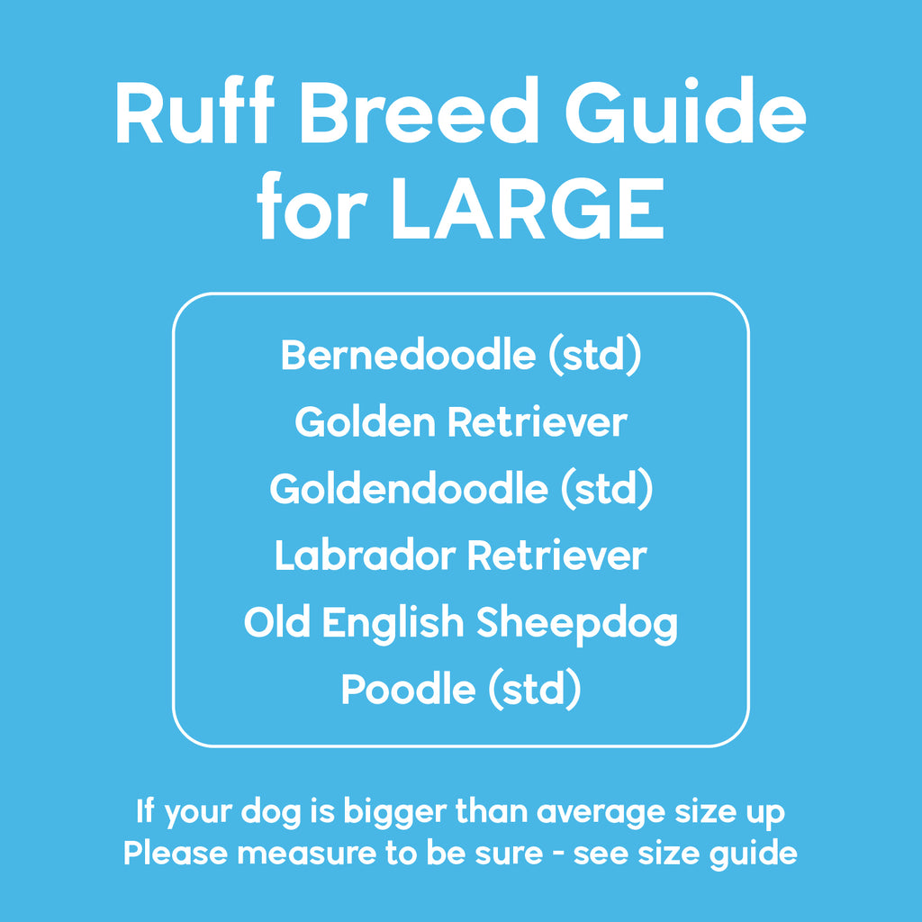 Ruff breed guide for size Large for Deluxe Easy-on boot leggings